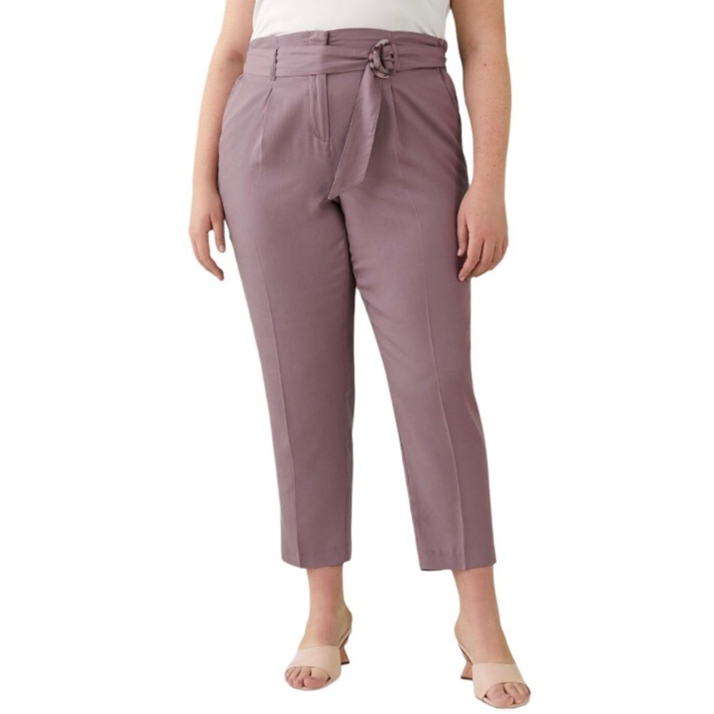 NWT Addition Elle Belted Tencel Ankle Length Peg Leg Women’s Pants Mauve Size 16